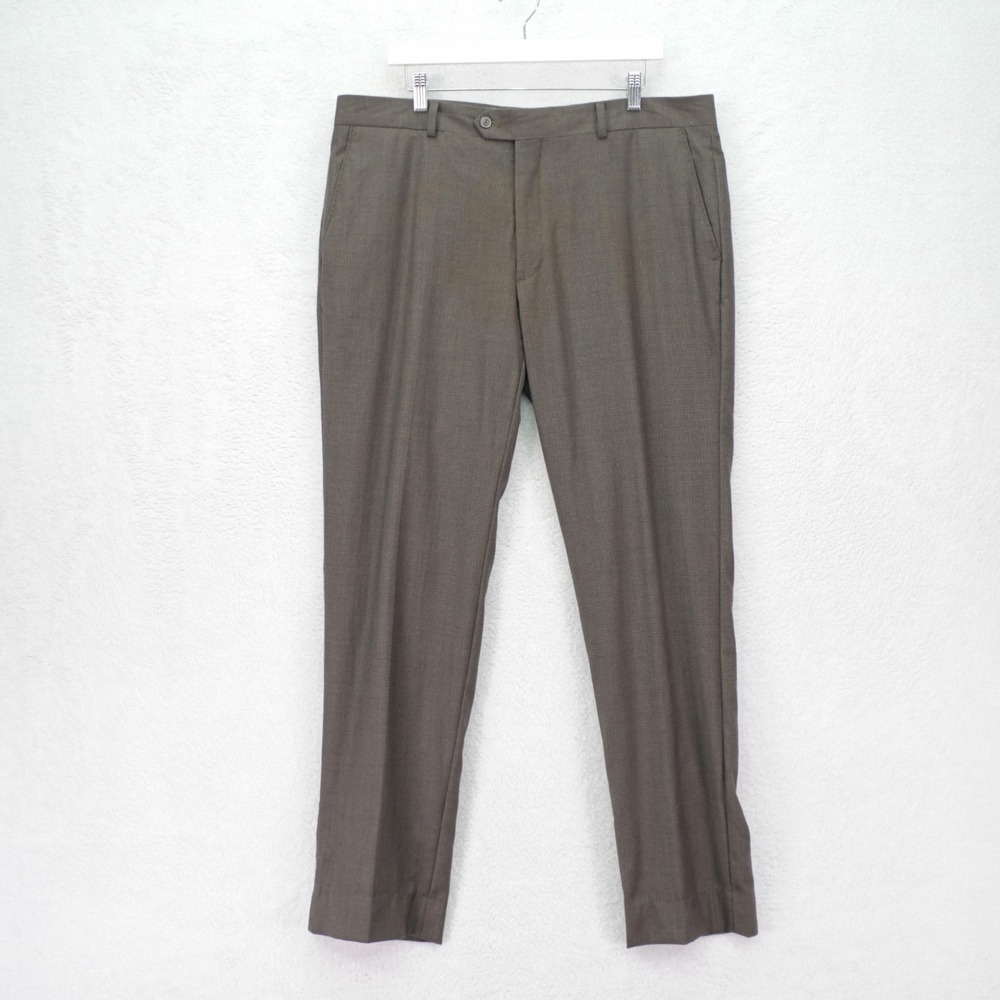 Jos A Bank 1905 Brown Blue‎ Beige Check Wool Dress Pants Trousers -37R  38 / 33-